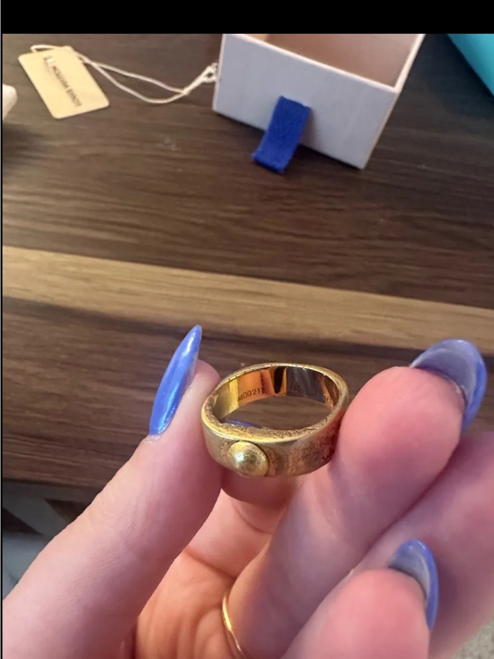 Louis Vuitton Gold-Tone Signature Band Ring - Picture 4 of 5
